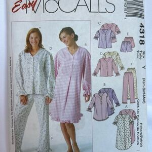 McCall’s 4318 Pattern Uncut Nightgown,Tops,Shorts & Pants Sz Y, XS  SM MED